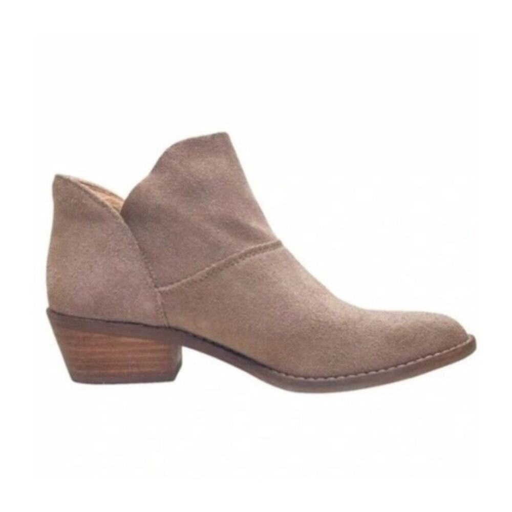 LUCKY BRAND Fahmida Taupe Suede Ankle Booties Size 7.5